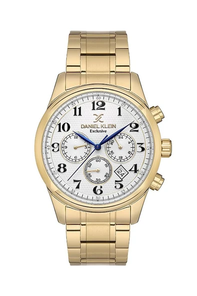 Daniel Klein DK.1.13637-4 Exclusive Tüm Fonksiyonları Aktif Çelik Kordon Çelik Kasa 3 ATM Suya Dayanıklı Altın Renk Erkek Kol Saati ürün görseli 1