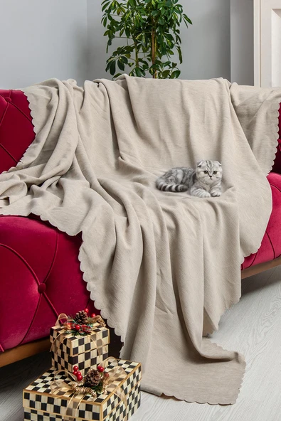 Kaymaz Koltuk Örtüsü Çift Taraflı Mikrofiber Şönil 175x350 cm XL- Kil – Kedi Köpek ve Çocuk Dostu ürün görseli 1