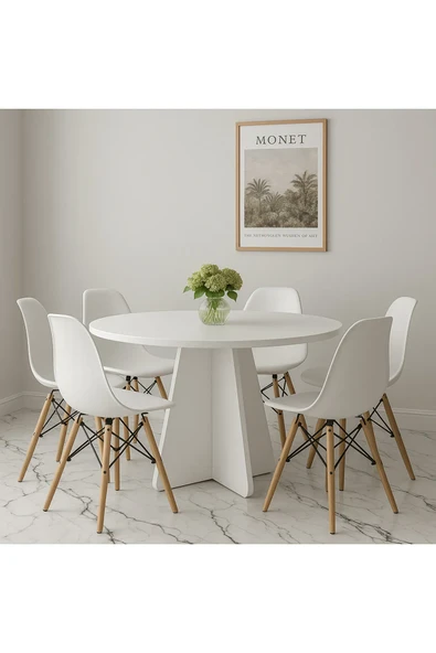NİFİART yuvarlak modern dekoratif yemek masası mutfak masası-dekoratif-organizer masa ürün görseli 1