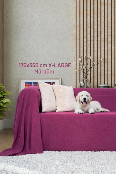 Kaymaz Koltuk Örtüsü Çift Taraflı Mikrofiber Şönil 175x350 cm XL- Mürdüm – Kedi Köpek ve Çocuk Dostu ürün görseli 1