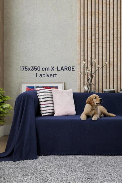 Kaymaz Koltuk Örtüsü Çift Taraflı Mikrofiber Şönil 175x350 cm XL- Lacivert – Kedi Köpek ve Çocuk Dostu ürün görseli 1