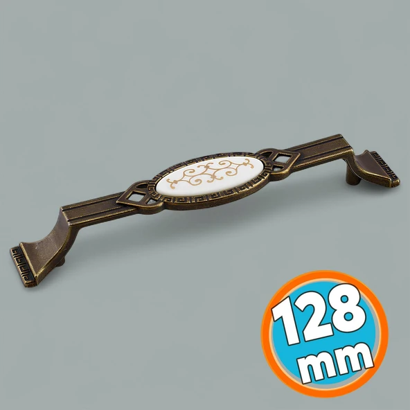 Antik Sarı Metal Kulp (128 mm - 12.8 cm) Mobilya Mutfak Çekmece Dolap Kulpu Kulbu Eskitme Kulpları ürün görseli 1