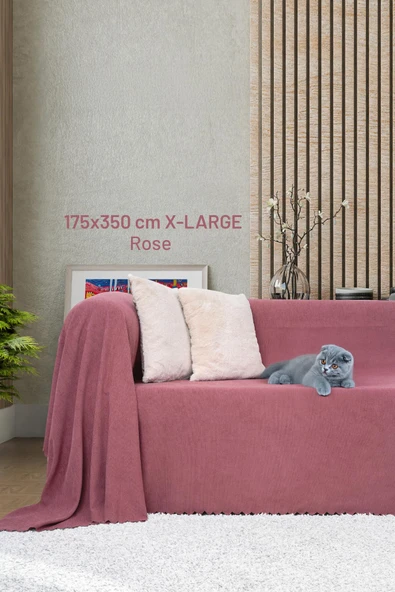 Kaymaz Koltuk Örtüsü Çift Taraflı Mikrofiber Şönil 175x350 cm XL- Rose – Kedi Köpek ve Çocuk Dostu ürün görseli 1