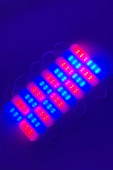 10 Adet 12V Kırmızı - Mavi Işık Animasyonlu Çakar Led, Kaliteli Red - Blue Modüler Led 10 Adet ürün görseli 1