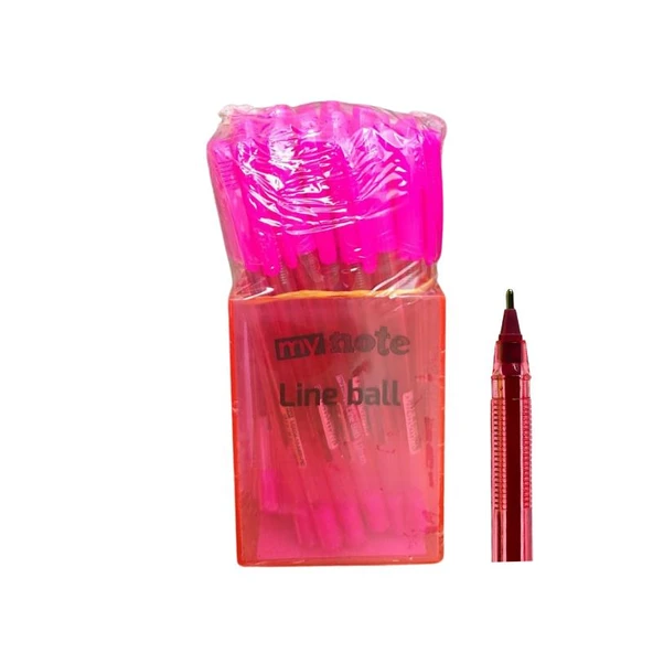 Mynote Line Ball 50'li PP Kutu Neon Pembe ürün görseli 1