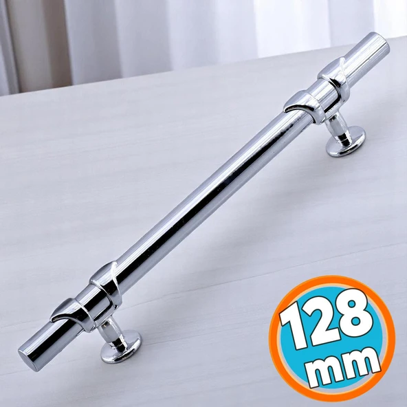 Mobilya Çekmece Mutfak Dolabı Dolap Kulpları Kulbu Kulpu Metal Kulp 128 mm -12.8 cm Krom Renk ürün görseli 1