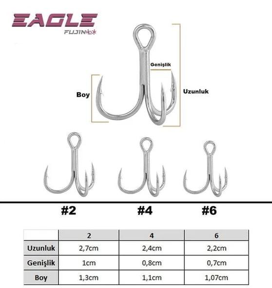 Fujin Eagle Süper Anti-Rust Üçlü Kanca - Resim 3