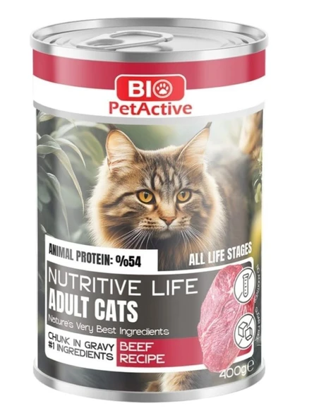 Bio PetActive Nutritive Life Sığır Etli  Kedi Konservesi 400 Gr ürün görseli 1