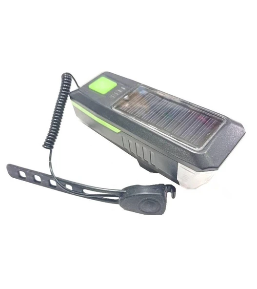 Zhltools Solar Enerjili USB ile Şarj Edilebilir Ledli Bisiklet Feneri Kornalı ve Su Geçirmez Far ürün görseli 1
