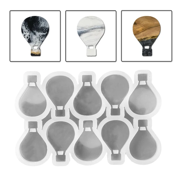 Epoksi Silikon Kalıp Çoklu Kapadokya Balonu Magnet Dolap Süsü Kalıbı 10 Lu 6.8 CM ürün görseli 1