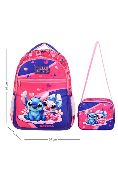 Waddell Pembe Stich Desenli İlkokul Çantası Beslenme Çantalı 25204 ürün görseli 1