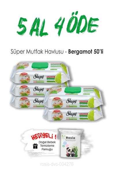 5 AL 4 ÖDE Sleepy Bergamotlu Süper Mutfak Havlusu 50'li ve ROSIE ürün görseli 1