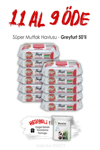 11 AL 9 ÖDE Sleepy Greyfurtlu Süper Mutfak Havlusu 50'li ve ROSIE ürün görseli 1