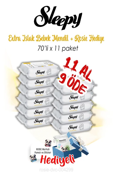 Sleepy 11 AL 9 ÖDE Extra Islak Bebek Havlusu 70'li ve ROSIE ürün görseli 1