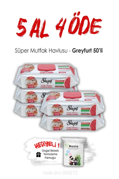 5 AL 4 ÖDE Sleepy Greyfurtlu Süper Mutfak Havlusu 50'li ve ROSIE ürün görseli 1