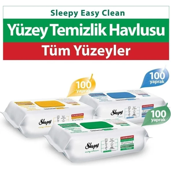 Sleepy Easy Clean Beyaz Sabun + Çamaşır Suyu + Arap Sabunu Katkılı 3X100 (300 Yaprak) ürün görseli 1