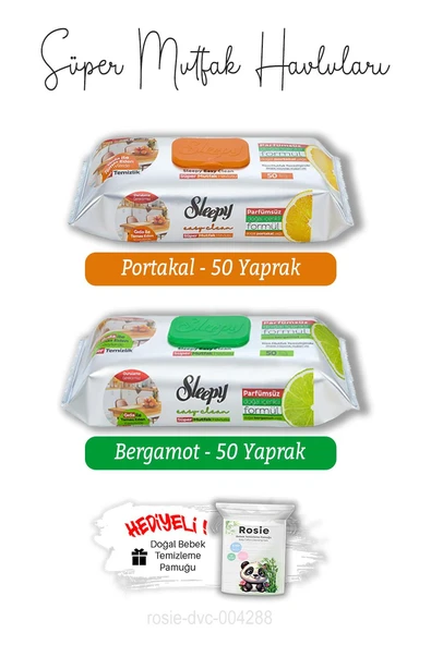 Süper Mutfak Havlusu Bergamot ve Portakal 50'li ve ROSIE ürün görseli 1