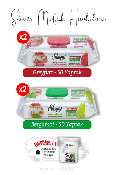 Greyfurt (2x) ve Bergamot (2x) Süper Mutfak Havlusu 50'li ve ROSIE ürün görseli 1