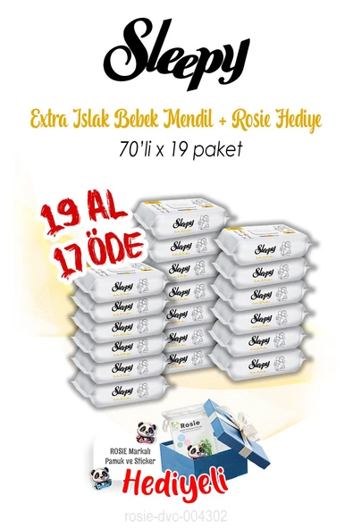 19 AL 17 ÖDE Sleepy 70'li Extra Islak Bebek Havlusu ve ROSIE ürün görseli 1