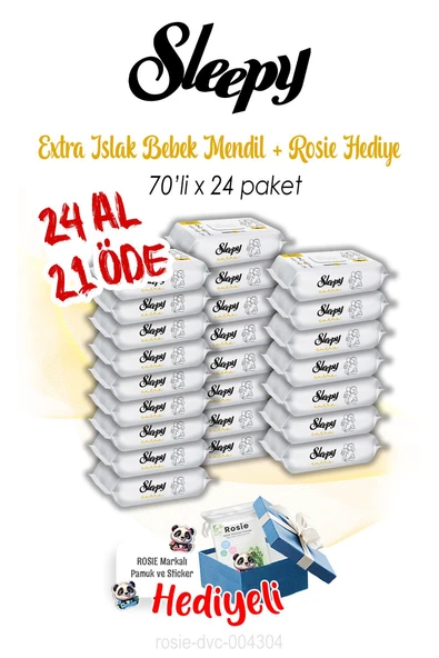 70'li Sleepy Extra 24 AL 21 ÖDE Islak Bebek Havlusu ve ROSIE ürün görseli 1