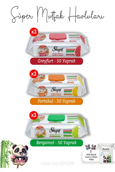 Süper Mutfak Havlusu Portakal, Greyfurt ve Bergamot 50x3 (450 YAPRAK) ve ROSIE ürün görseli 1