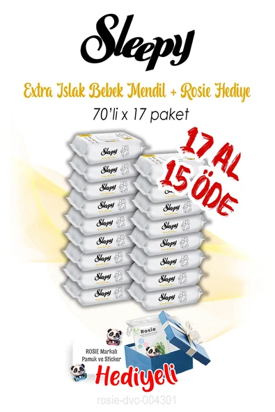 17 AL 15 ÖDE Sleepy 70'li Extra Islak Bebek Havlusu ve ROSIE ürün görseli 1