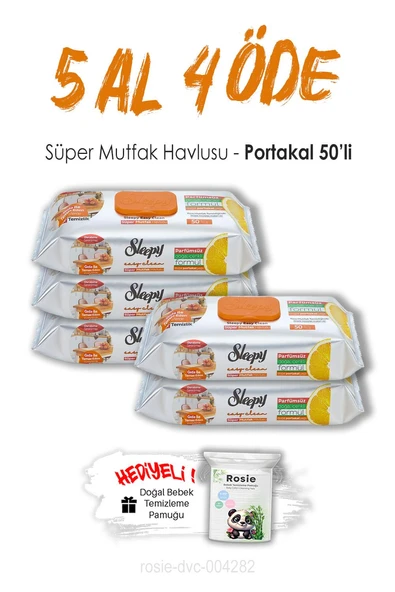 5 AL 4 ÖDE Sleepy Portakallı Süper Mutfak Havlusu 50'li ve ROSIE ürün görseli 1