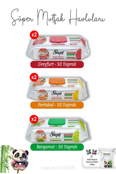 Portakal, Greyfurt ve Bergamot x2 Süper Mutfak Havlusu 50'li (300 YAPRAK) ve ROSIE ürün görseli 1