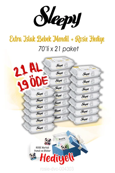 21 AL 19 ÖDE 70'li Sleepy Extra Islak Bebek Havlusu ve ROSIE ürün görseli 1