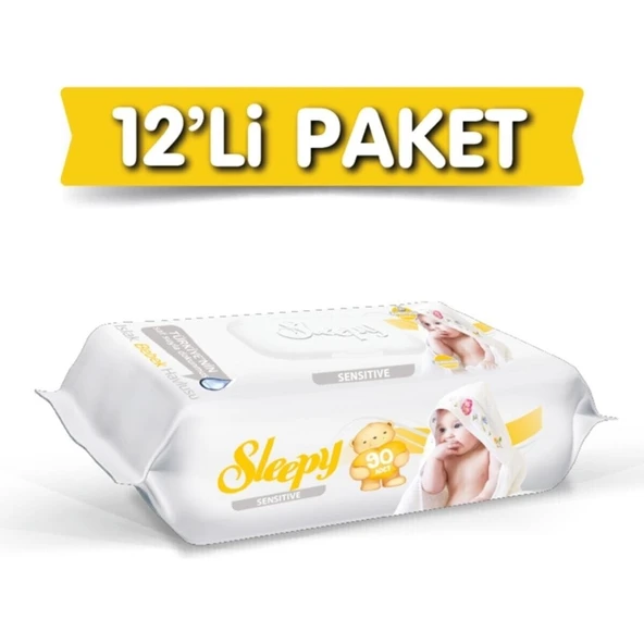 Sleepy Islak Havlu Sensitive 90''lı Kapaklı x12 ürün görseli 1