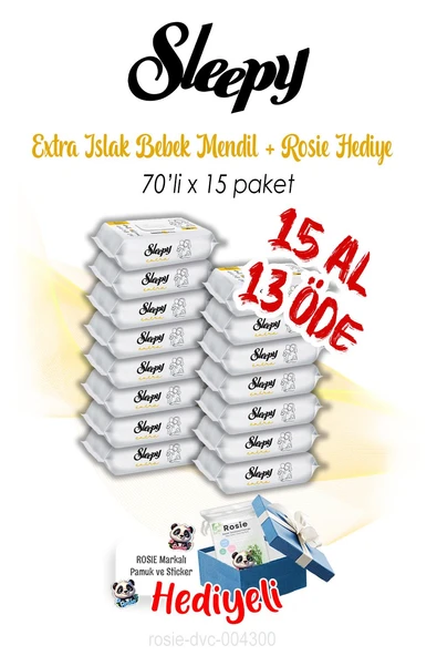 Sleepy 70'li 15 AL 13 ÖDE Extra Islak Bebek Havlusu ve ROSIE ürün görseli 1