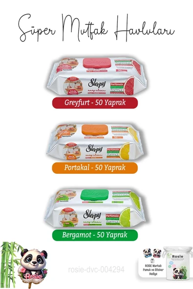 Portakal, Greyfurt ve Bergamot Süper Mutfak Havlusu 50'li ve ROSIE ürün görseli 1