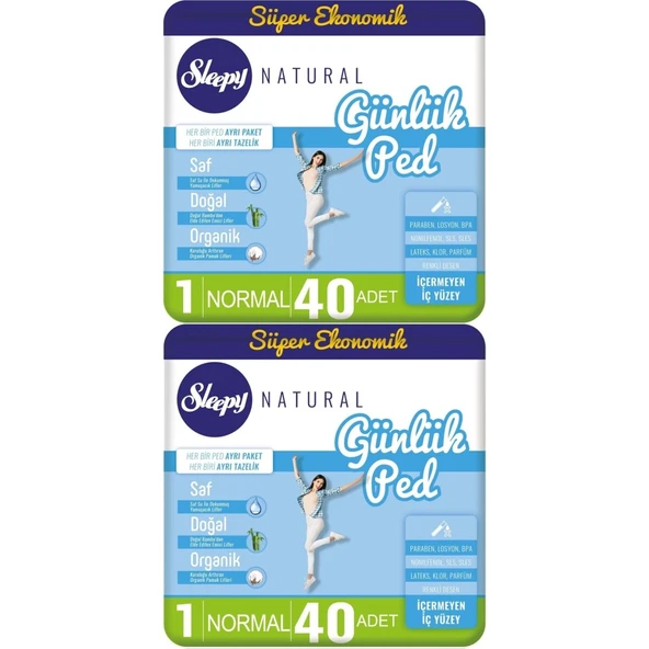Sleepy Natural Günlük Ped Normal 80 Adet 2x40 ürün görseli 1