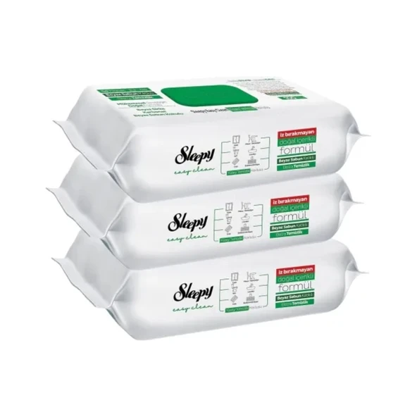 Sleepy Easy Clean Beyaz Sabun Katkılı Yüzey Temizlik Havlusu 3 Adet 3X100 300 Yaprak ürün görseli 1