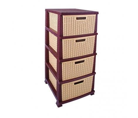 Omnipazar SRL-4002 Rattan Hasır Desen Plastik Komidin Mutfak Sebzelik 4 Katlı ürün görseli 1