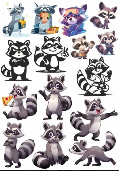 Rakun Sticker Set ürün görseli 1