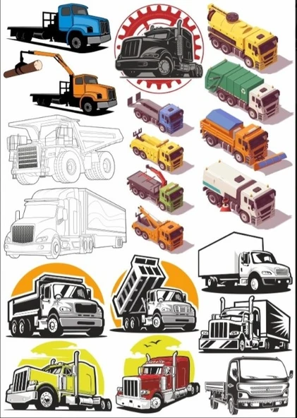 Kamyonlar Sticker Set ürün görseli 1