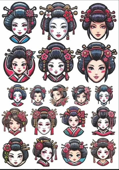 Geisha Sticker Set ürün görseli 1