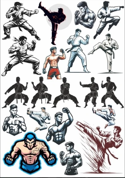 Dövüşçü Boksör Sticker Set ürün görseli 1