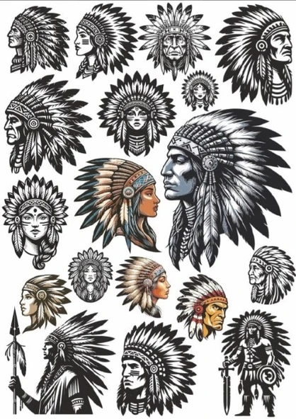 Apache Kızılderili Sticker Set ürün görseli 1