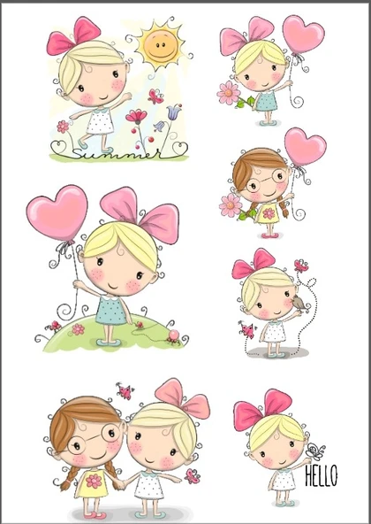 Sevimli Kızlar Sticker Set ürün görseli 1