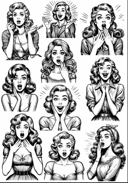 Siyah Beyaz Kız Sticker Set ürün görseli 1
