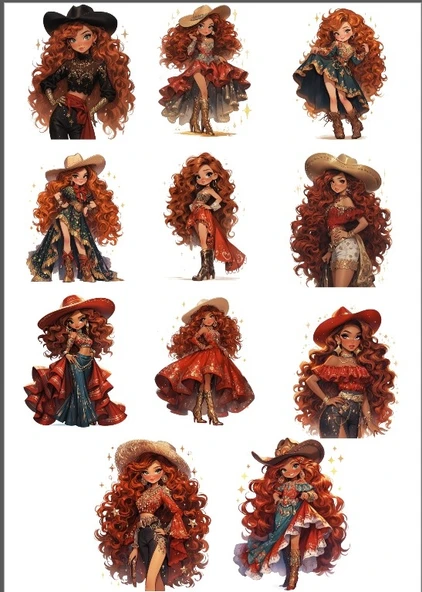Kovboy Kız Sticker Set ürün görseli 1