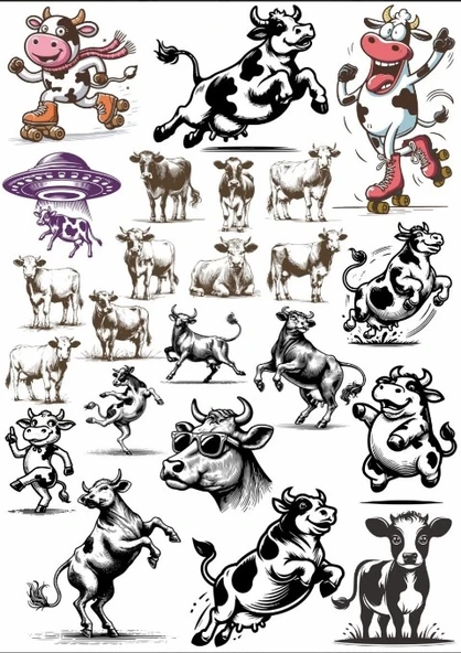 İnek ve Çiftlik Hayatı Sticker Set 2 ürün görseli 1