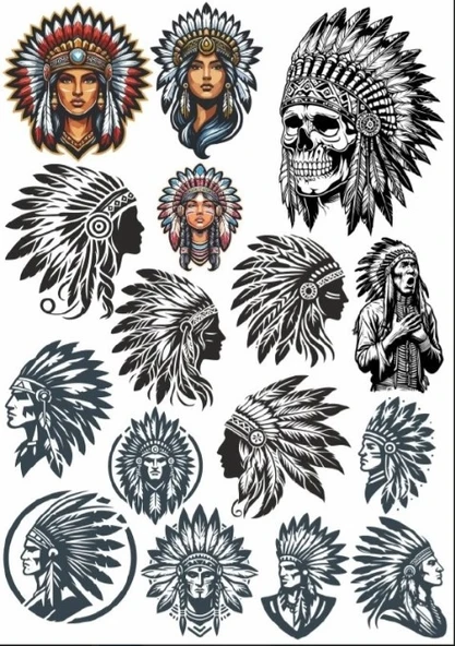 Apache Kızılderili Sticker Set ürün görseli 1
