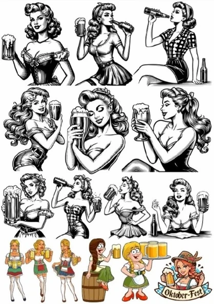 Bira İçen Kız Sticker ürün görseli 1