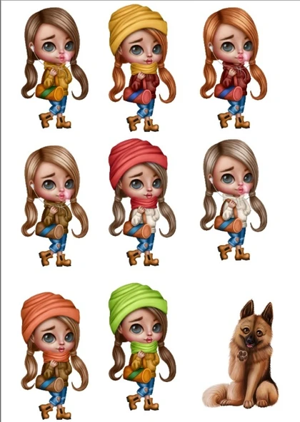 Sevimli Kızlar Sticker Set ürün görseli 1