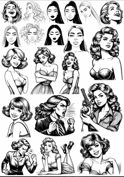 Siyah Beyaz Sticker Set ürün görseli 1