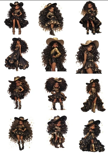 Kovboy Kız Sticker Set ürün görseli 1