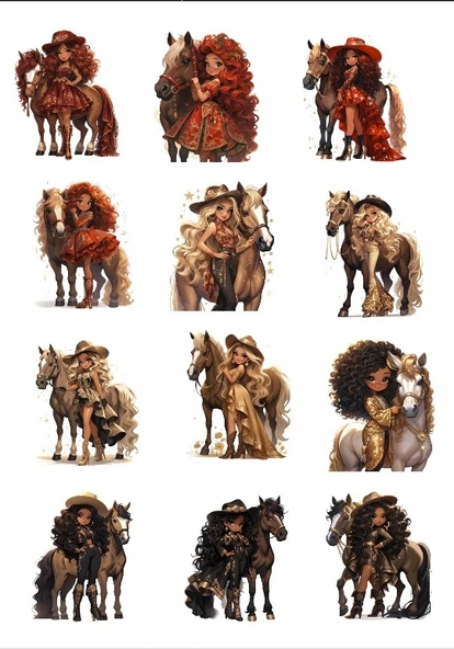 Kovboy Kız Sticker Set ürün görseli 1